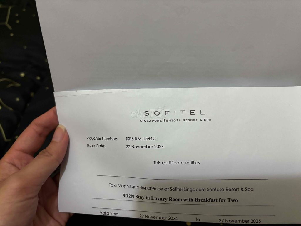 Thanh lý voucher 2 đêm khách sạn 5 sao tại Sin. Du lịch tại Quận 3 Tp Hồ Chí Minh được đăng bởi Suong Nguyen hình 1