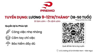 Tuyển dụng 25 công nhân KCN Điện Nam ở Quảng Nam