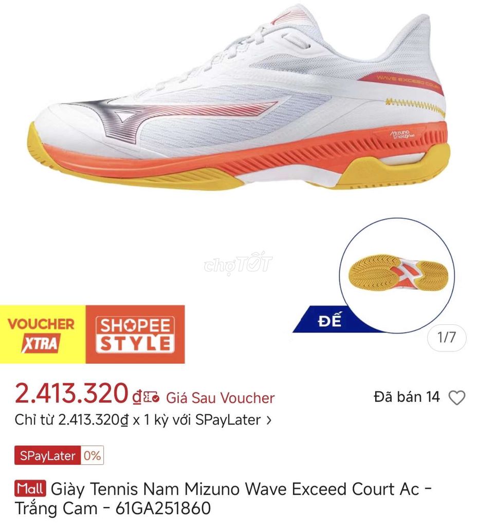 Giày Tennis Mizuno Wave Exceed Court Ac sz37. Mua bán Giày dép tại Quận Ngũ Hành Sơn Đà Nẵng được đăng bởi ReLax  hình 1