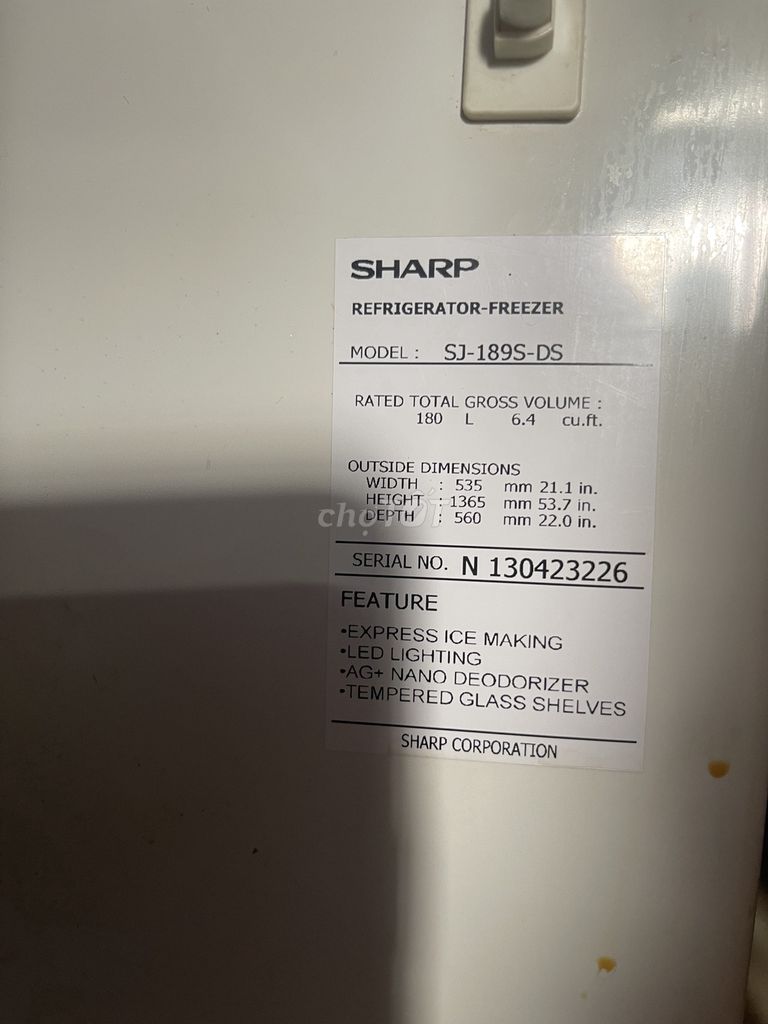 Tủ lạnh Sharp 180L