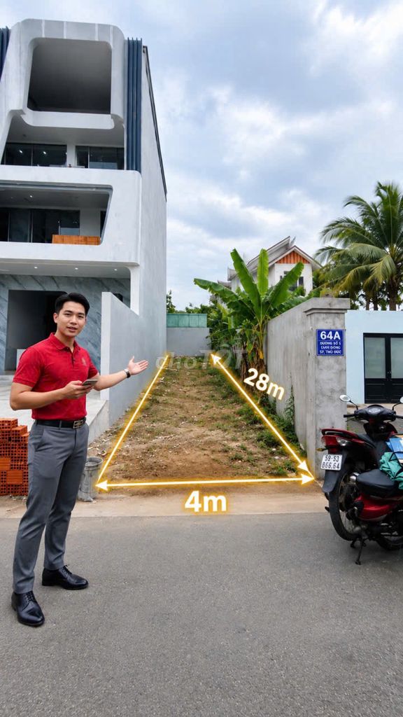 MỘT LÔ ĐẤT CÓ 3 CƠ HỘI- NGAY MT VÀNH ĐAI 2- DT 4X28M- QUÁ HỜI