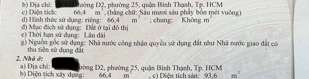 Hxh đường D2, Bình Thạnh, nhà mới đẹp, 4 phòng ngủ, 67m2 công nhận