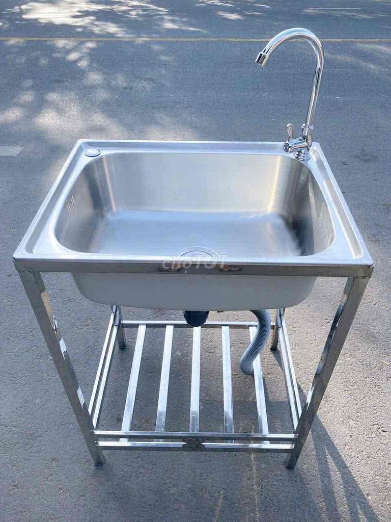 Chậu rửa inox 201 Bạc 40x50x81cm Kèm vòi. Mua bán Thiết bị vệ sinh, nhà tắm tại Quận Cái Răng Cần Thơ được đăng bởi INOX Gia Dụng  hình 1