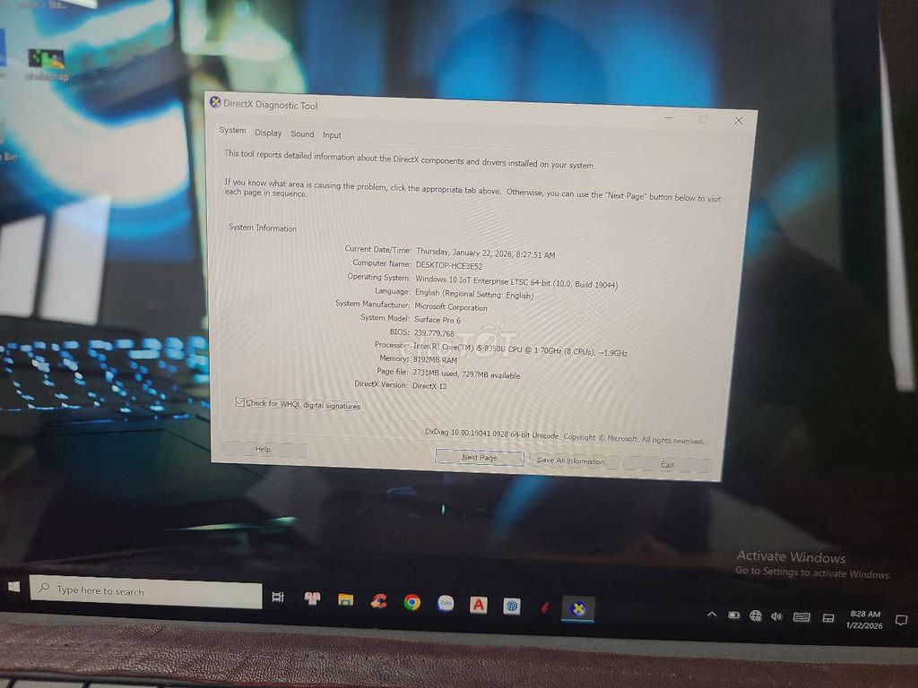 Microsoft Surface Pro 6 i5-8350U 8GB/128GB. Mua bán Laptop tại Thành phố Thủ Đức Tp Hồ Chí Minh được đăng bởi Long hình 1