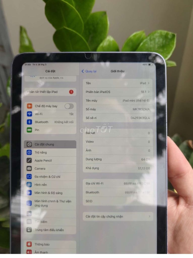 Apple iPad Mini 6 64GB Xám. Mua bán Máy tính bảng tại Quận Hoàng Mai Hà Nội được đăng bởi Duy Anhh hình 1
