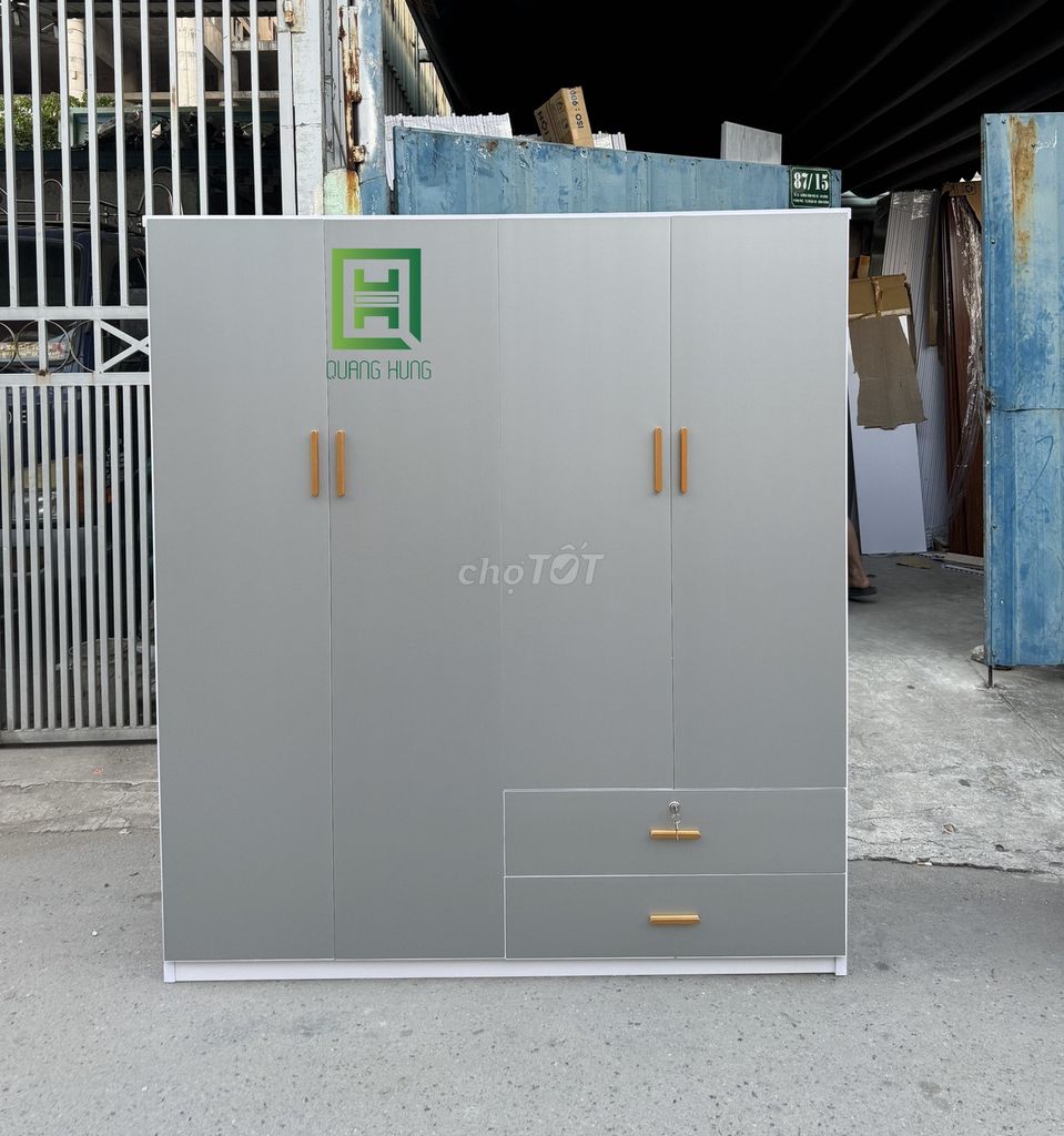 Tủ quần áo nhựa 4 cánh xám==tủ nhựa-- tủ. Mua bán Tủ, kệ gia đình tại Thành phố Dĩ An Bình Dương được đăng bởi Nội Thất Quang Hùng TD hình 1