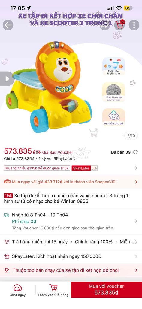Xe tập đi Winfun 0855 Sư tử. Mua bán Mẹ và bé tại Quận Hoàn Kiếm Hà Nội được đăng bởi Nguyễn Khánh Linh hình 1