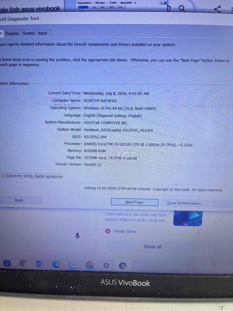 ASUS Vivobook X512FAC_A512FA i5 8GB Windows 10 Pro. Mua bán Laptop tại Quận 8 Tp Hồ Chí Minh được đăng bởi Đoàn Dung hình 1