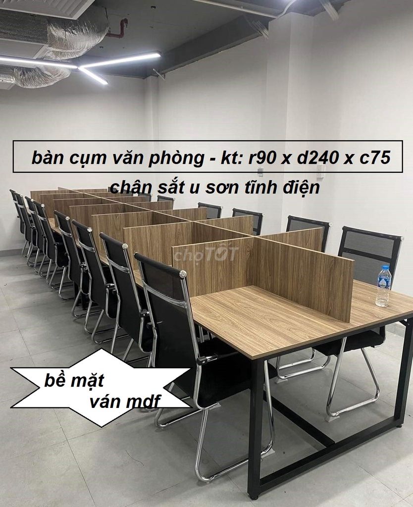 BÀN CỤM VĂN PHÒNG CHÂN SẮT CHỮ U - DÀI 240 X R90 -