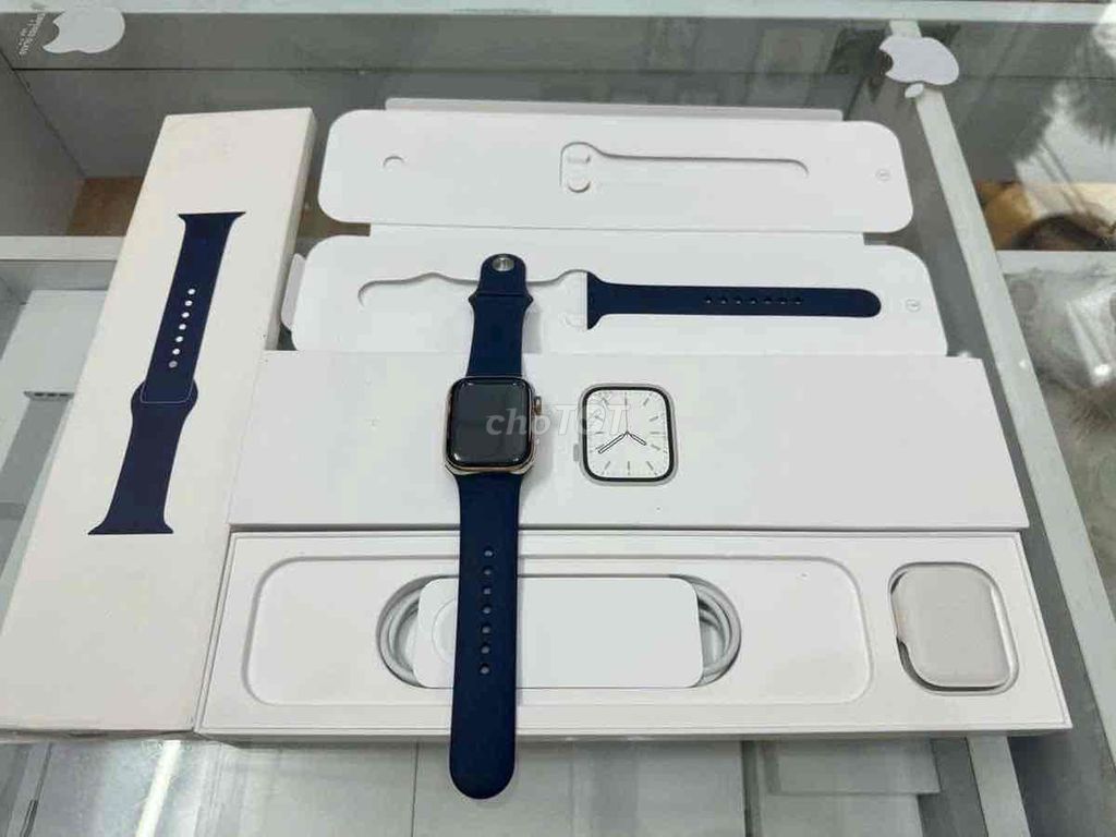 bán apple watch sr7/41 thép vàng gold likenew