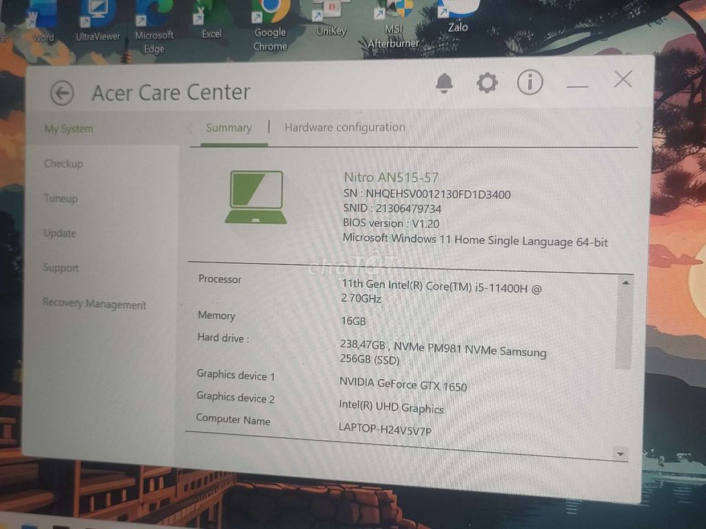 Acer Nitro 5 i5-11400H 16GB/256GB. Mua bán Laptop tại Quận Đống Đa Hà Nội được đăng bởi Lê guy hình 1