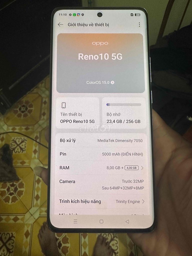 Oppo Reno10 5G 256GB Đen. Mua bán Điện thoại tại Quận Hai Bà Trưng Hà Nội được đăng bởi Vũ Hùng Cường hình 1