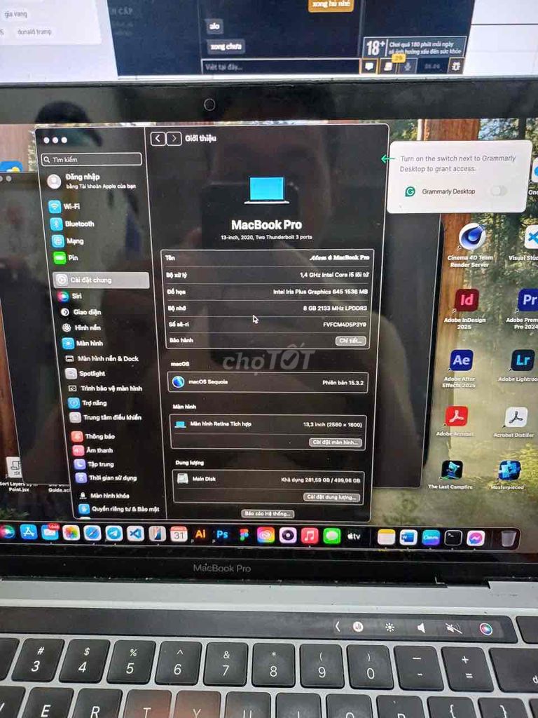Apple MacBook Pro 2020 i5 8GB/500GB. Mua bán Laptop tại Quận Tân Bình Tp Hồ Chí Minh được đăng bởi hà dương hình 1
