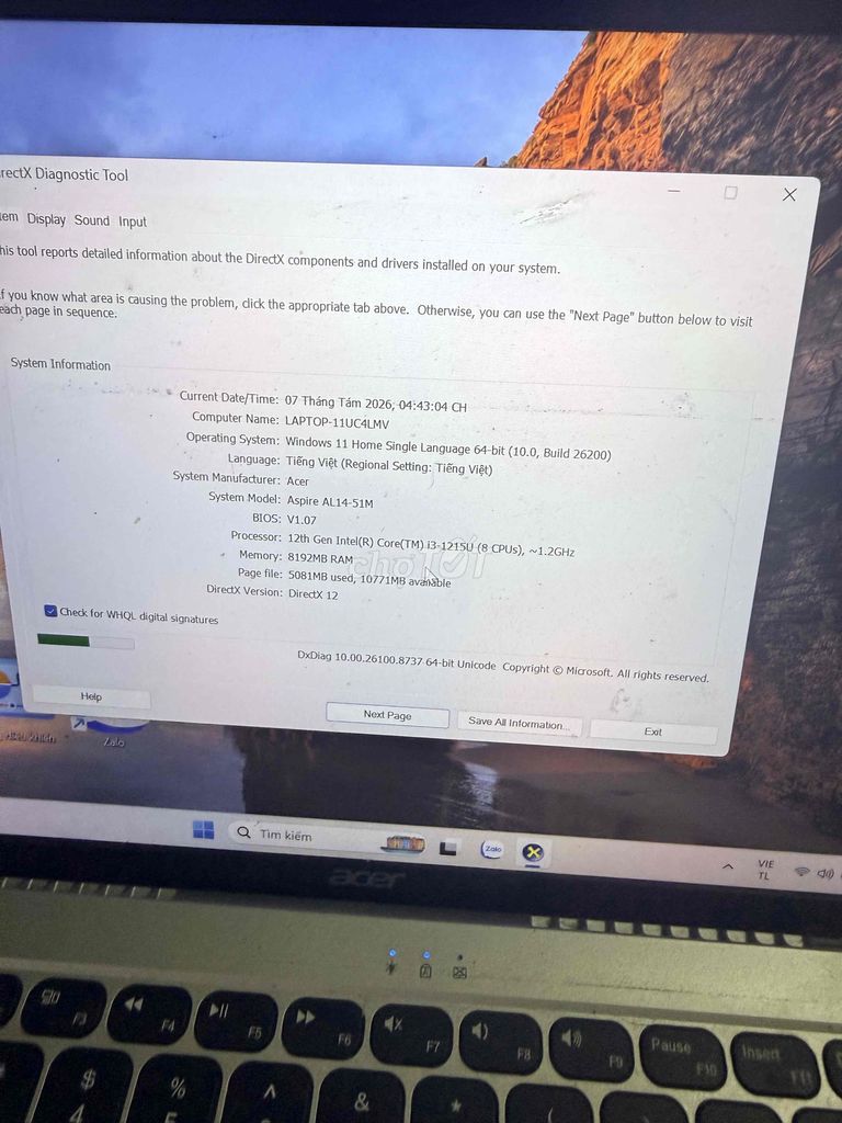 Acer Aspire AL14-51M i3-1215U 8GB/512GB Like New. Mua bán Laptop tại Huyện Hóc Môn Tp Hồ Chí Minh được đăng bởi TÁO NHỎ hình 1