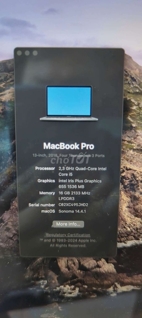 MacBook Pro 2018/ i5/ SSD 512GB/ 16GB RAM