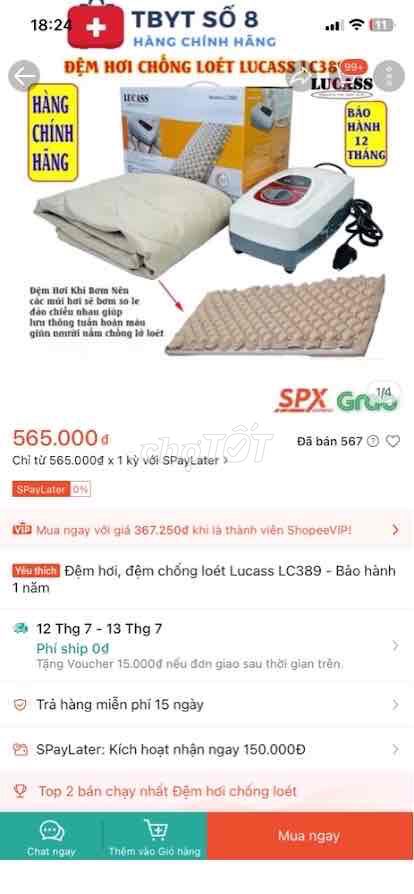 ⁠Đệm hơi chống loét Lucass LC389⁠. Mua bán Giường, chăn ga gối nệm tại Thành phố Nha Trang Khánh Hòa được đăng bởi Pelageya hình 1