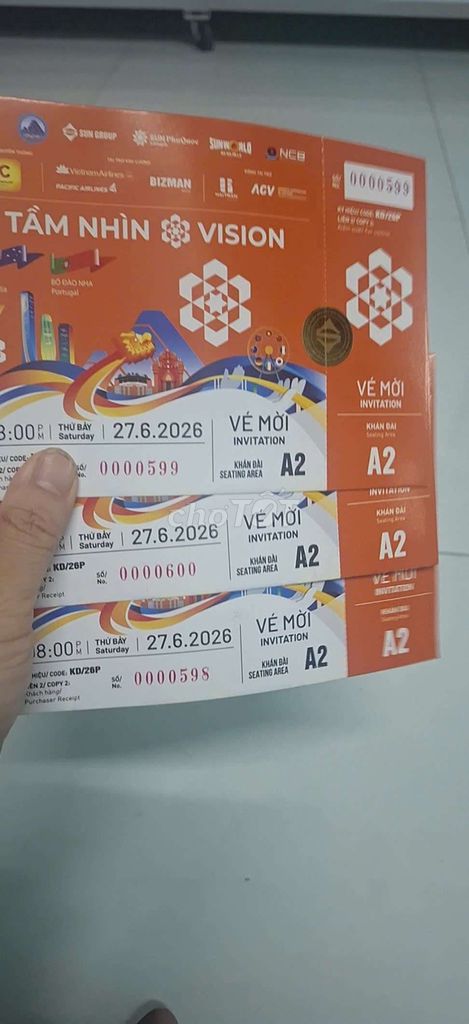 Vé Pháo hoa A2 3 vé 27.06.2026. Mua bán Sở thích khác tại Quận Liên Chiểu Đà Nẵng được đăng bởi Nhi hình 1