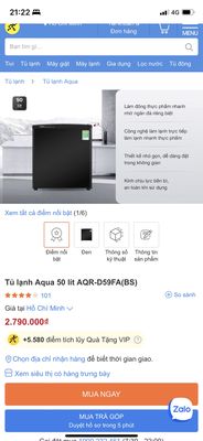 Tủ lạnh AQUA  50L - NEW 100%
