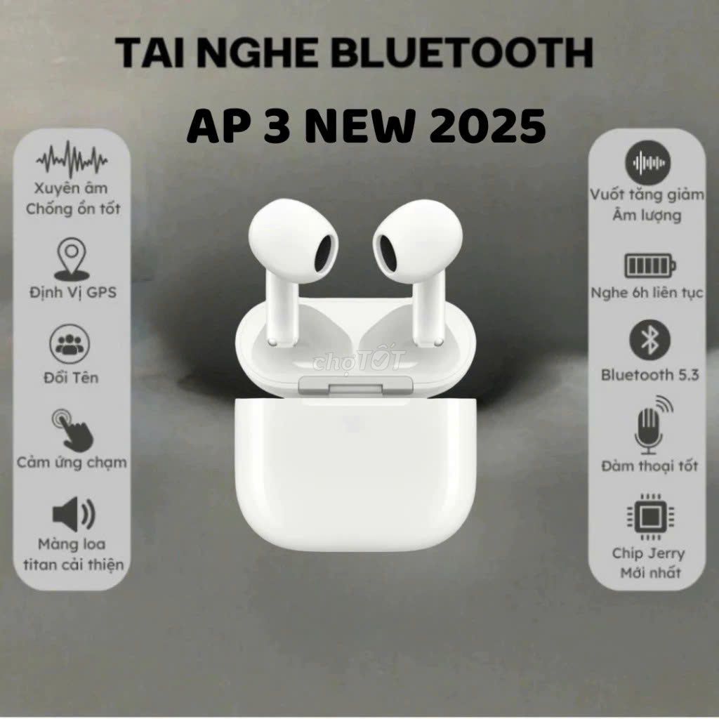 Tai nghe Bluetooth AP 3 NEW 2025 Trắng. Mua bán Tivi, Âm thanh tại Quận Bình Tân Tp Hồ Chí Minh được đăng bởi Vua Phụ Kiện Văn Trần hình 1