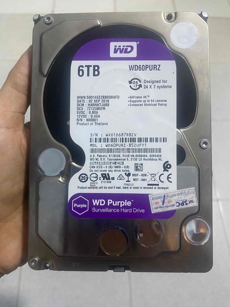 Ổ cứng HDD WD WD60PURZ 6TB. Mua bán Linh kiện (RAM, Card...) tại Quận Gò Vấp Tp Hồ Chí Minh được đăng bởi Minh hình 1