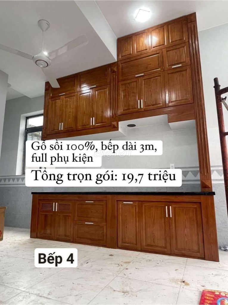 THI CÔNG, LẮP ĐẶT TỦ BẾP, KỆ BẾP GỖ SỒI