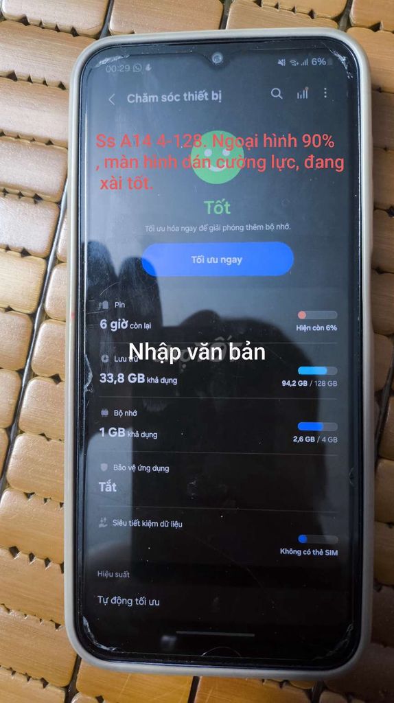 Ss a14 4/128 còn dùng tốt. Mua bán Điện thoại tại Quận 6 Tp Hồ Chí Minh được đăng bởi Được hình 1