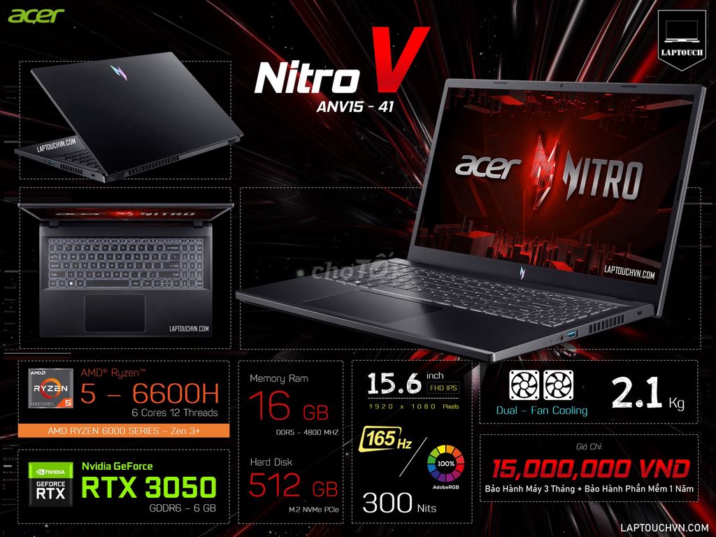 Acer Nitro V 2024 ANV15 - 41 [ RTX 3050 - 6 GB ]. Mua bán Laptop tại Quận Bình Thạnh Tp Hồ Chí Minh được đăng bởi Cửa Hàng Máy Tính Laptouch VN hình 1