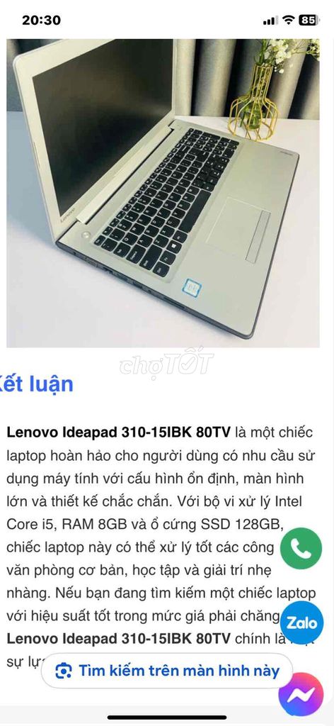 Lenovo Ideapad 310-15IBK i5 8GB/128GB. Mua bán Laptop tại Quận 7 Tp Hồ Chí Minh được đăng bởi Nguyễn Nam Tiến hình 1