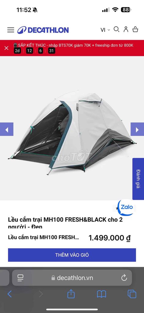 THANH LÝ LỀU CAMPING CỦA DECATCHLON 2 người