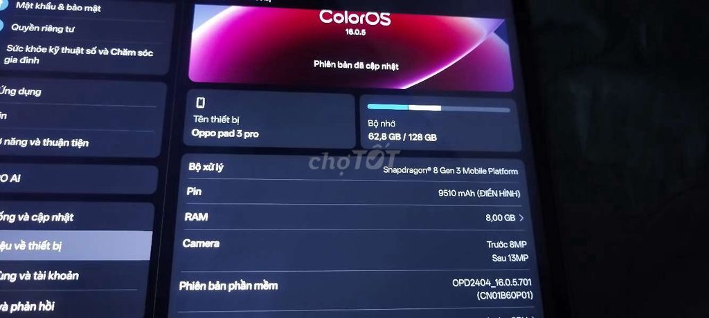 Oppo Pad 3 Pro Snap 8 Gen 3 8GB/128GB. Mua bán Máy tính bảng tại Quận 12 Tp Hồ Chí Minh được đăng bởi Tuyen Nguyen hình 1
