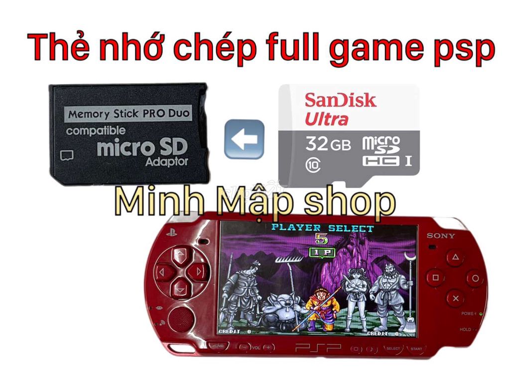 Thẻ nhớ chép sẵn game cho máy chơi game psp