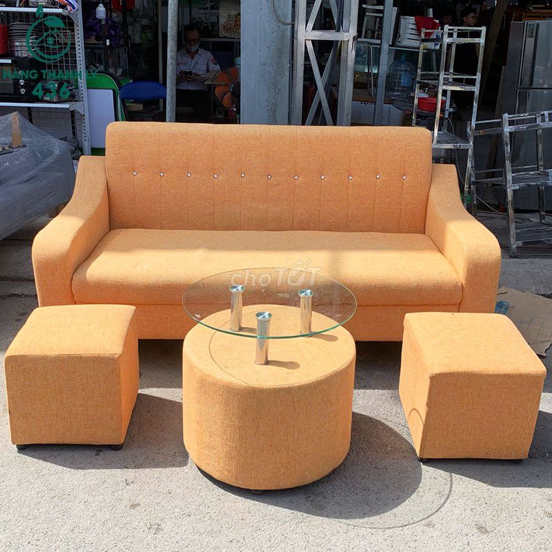 Bộ Sofa Cam Bọc Vải Kéo Đôn Kính Cũ 90%