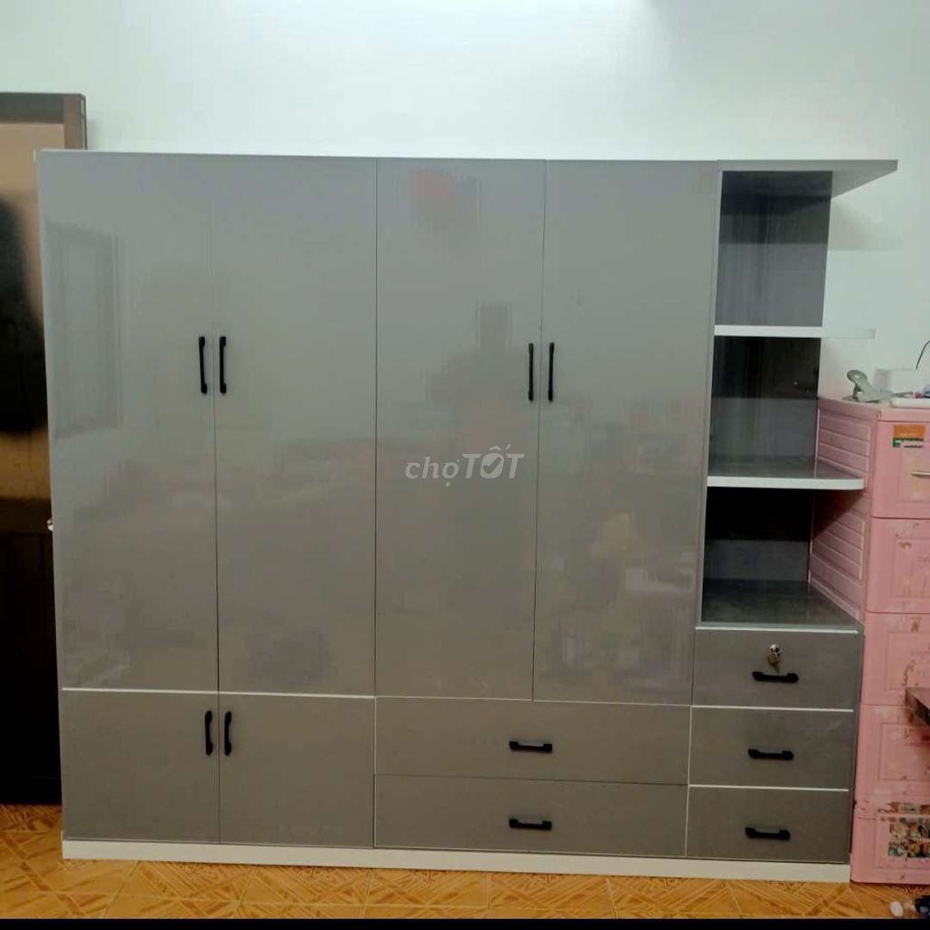 TỦ NHỰA ĐÀI LOAN 4 CÁNH 1 KỆ MÀU XÁM. Mua bán Tủ, kệ gia đình tại Thành phố Thủ Dầu Một Bình Dương được đăng bởi Tủ nhựa đài loan hoàng quân hình 1