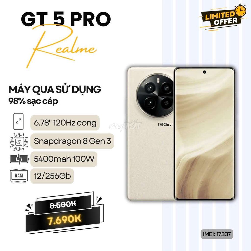 ✔️REALME GT 5 PRO TRẮNG/MẠNH/ÊM. Mua bán Điện thoại tại Quận Ninh Kiều Cần Thơ được đăng bởi Zelda Phone hình 1
