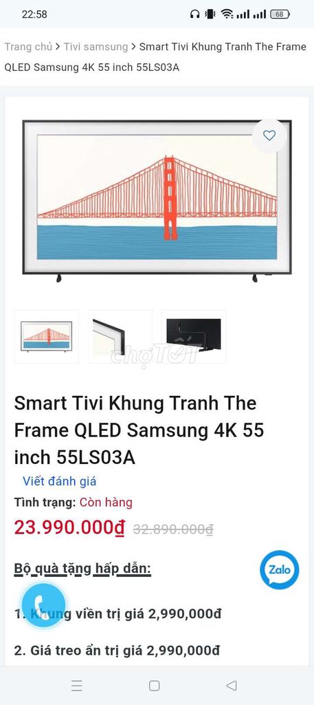 Tivi khung tranh Samsung 55 in 55LS03A