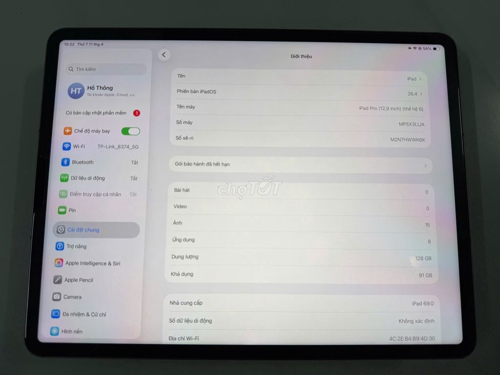 Apple iPad Pro M2 12.9 inch 128GB. Mua bán Máy tính bảng tại Quận Tân Bình Tp Hồ Chí Minh được đăng bởi Hồ Thông hình 1