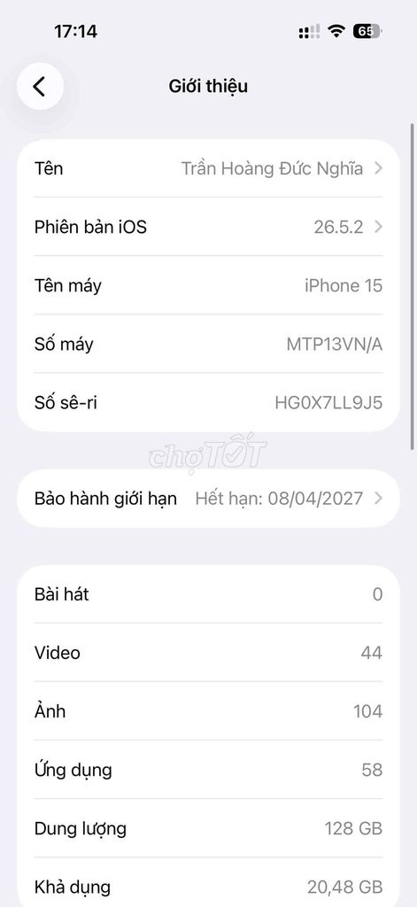 Apple iPhone 15 128GB. Mua bán Điện thoại tại Quận 7 Tp Hồ Chí Minh được đăng bởi Hoàng Lê hình 1