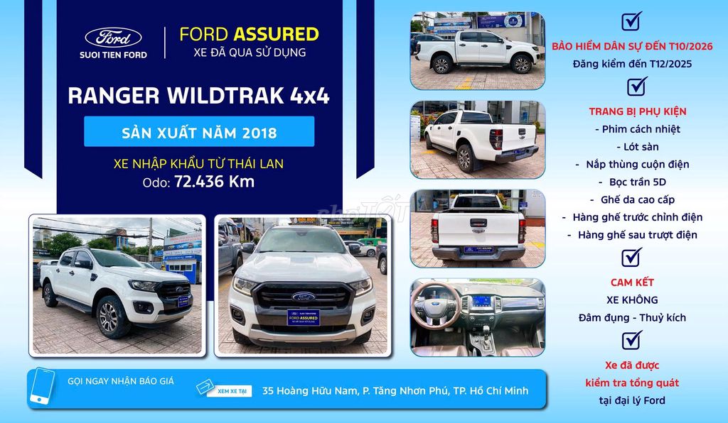 Ford Ranger 2018 Wildtrak 2.2L 4x4 AT - 72436 km. Mua bán Ô tô tại Thành phố Thủ Đức Tp Hồ Chí Minh được đăng bởi Trần Hiền Ford hình 2