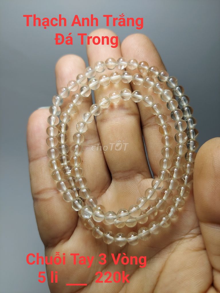 Chuỗi đá thạch anh trắng tự nhiên 02