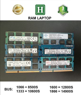 Ram Laptop 4GB,8GB DDR3 và DDR3L Chính Hãng