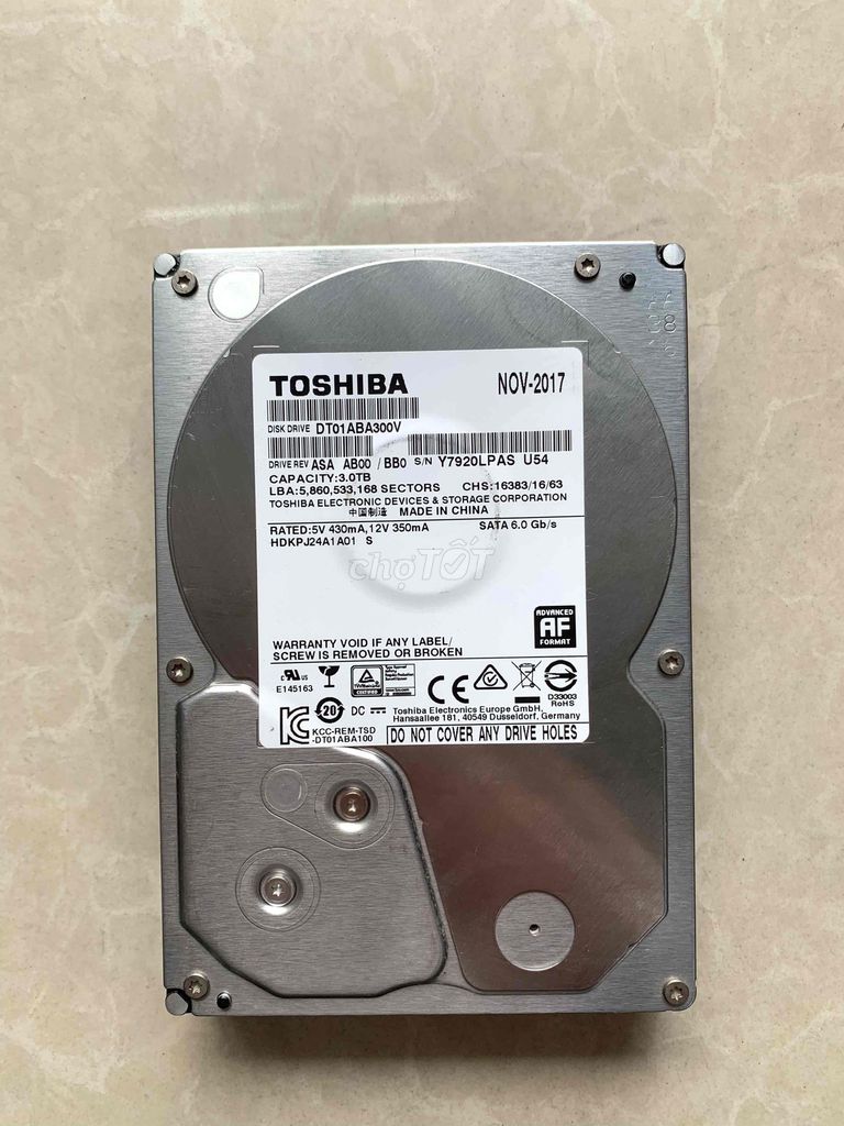 Ổ cứng Toshiba 3tb sk100% ZIN. Mua bán Linh kiện (RAM, Card...) tại Quận Tân Phú Tp Hồ Chí Minh được đăng bởi Nguyễn Phong hình 1