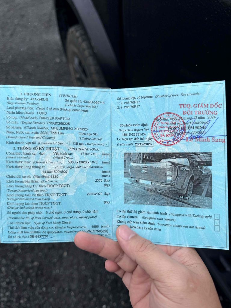Ford Ranger 2020 Raptor 2.0L 4x4 AT - 52000 km. Mua bán Ô tô tại Quận Sơn Trà Đà Nẵng được đăng bởi Duy Trương hình 7