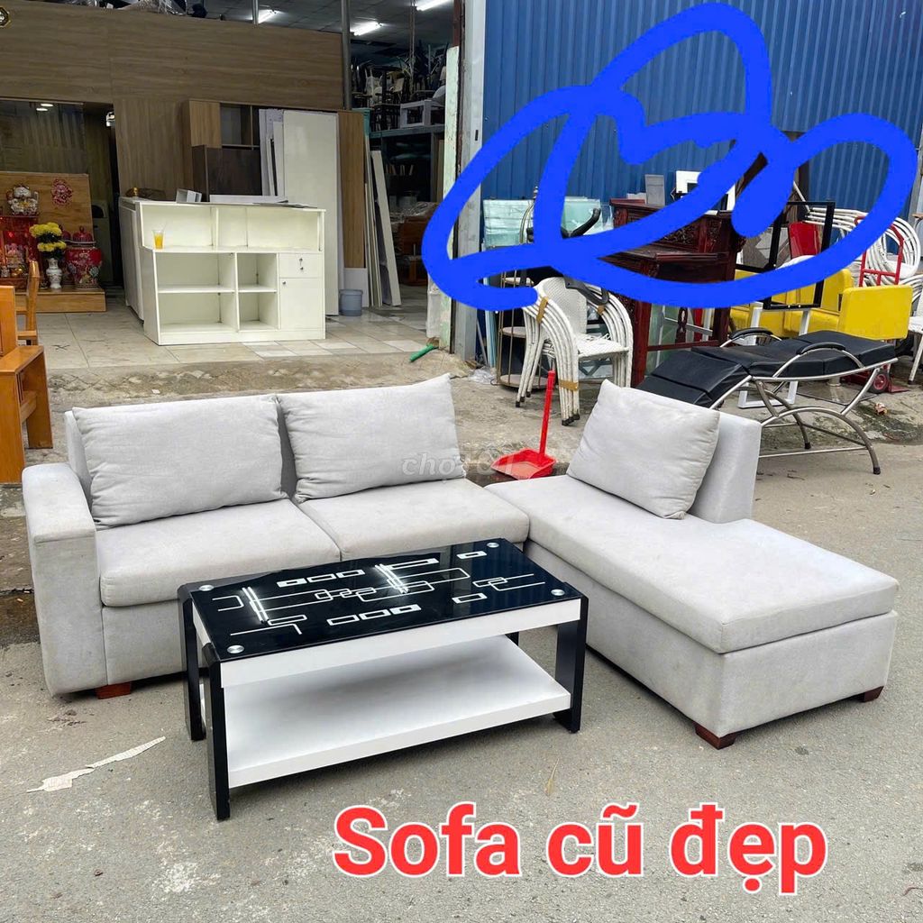 Thanh lý bộ sofa góc L màu xám đẹp