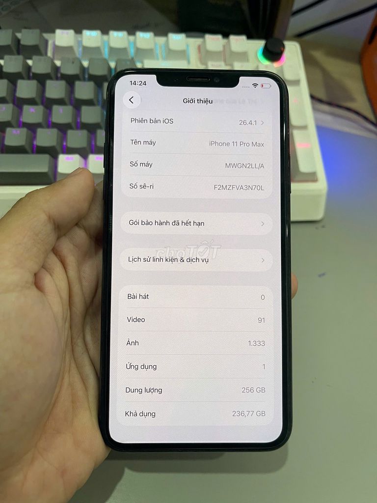 Apple iPhone 11 Pro Max 256GB Xám. Mua bán Điện thoại tại Quận Liên Chiểu Đà Nẵng được đăng bởi Hòa Đinh hình 1