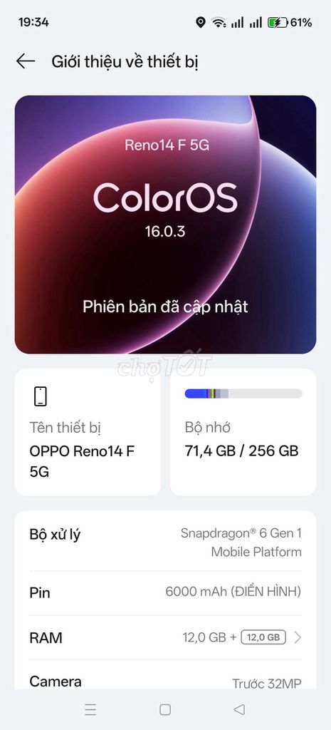 OPPO Reno14 F 5G 256GB. Mua bán Điện thoại tại Huyện Nhà Bè Tp Hồ Chí Minh được đăng bởi trình hình 1