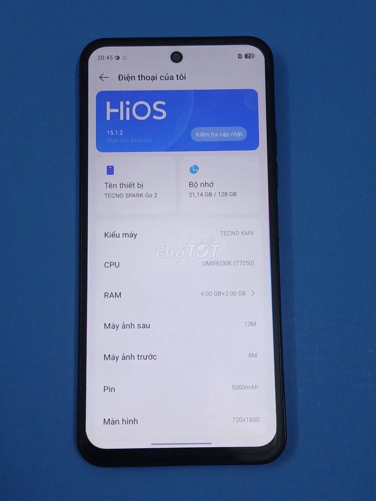 Tecno Spark Go 2 4GB/128GB Xám Như mới. Mua bán Điện thoại tại Quận Tân Bình Tp Hồ Chí Minh được đăng bởi Hội Đồ Điện Tử hình 1
