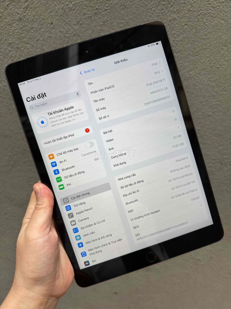 Apple iPad Gen 7 32GB bản đầy đủ wifi và 4g. Mua bán Máy tính bảng tại Quận Cầu Giấy Hà Nội được đăng bởi CACA IPAD STORE hình 1