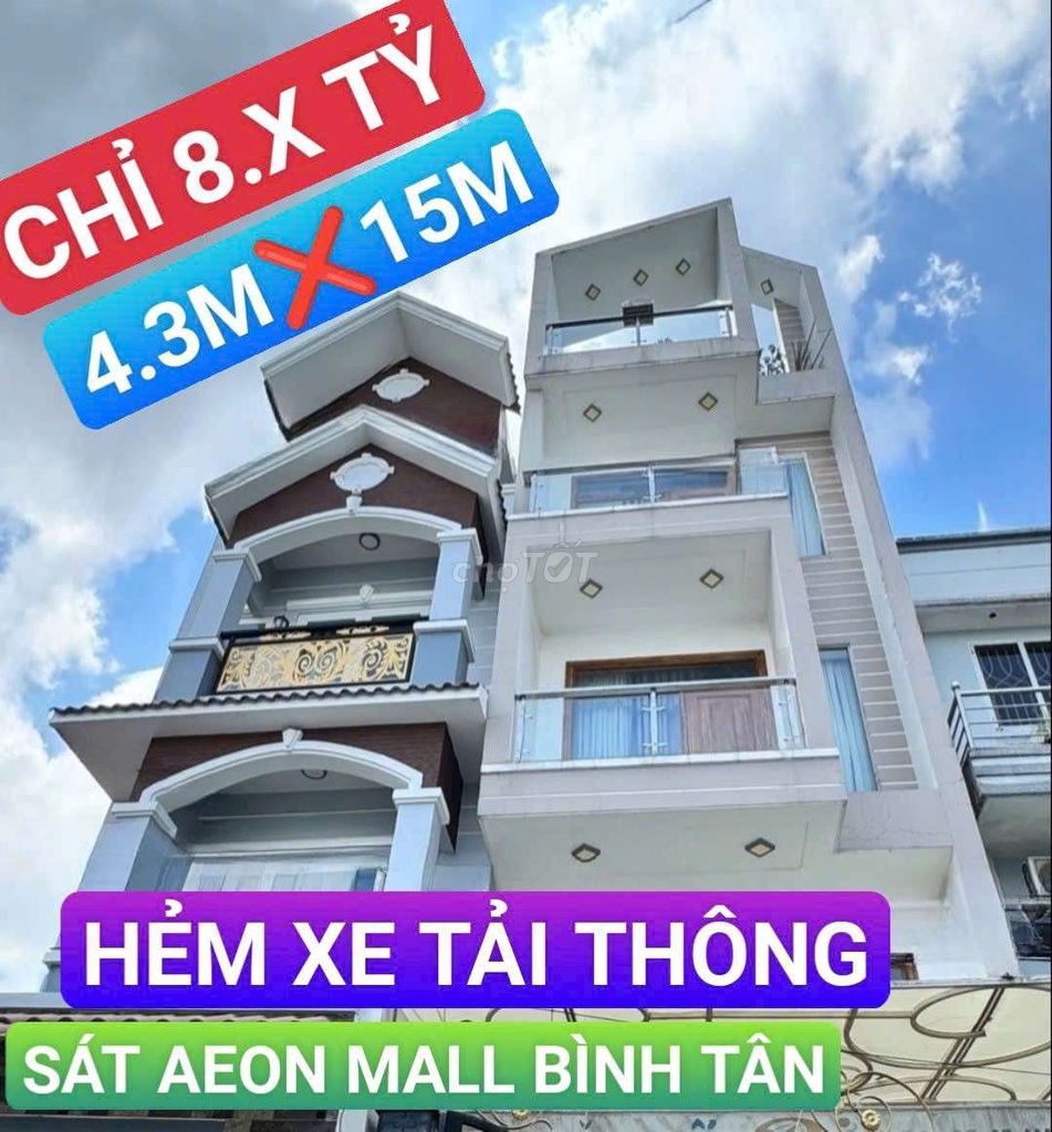 HẺM XE TẢI THÔNG KINH DƯƠNG VƯƠNG SÁT AEON BÌNH TÂN 5 TẦNG 4.3M1x5M