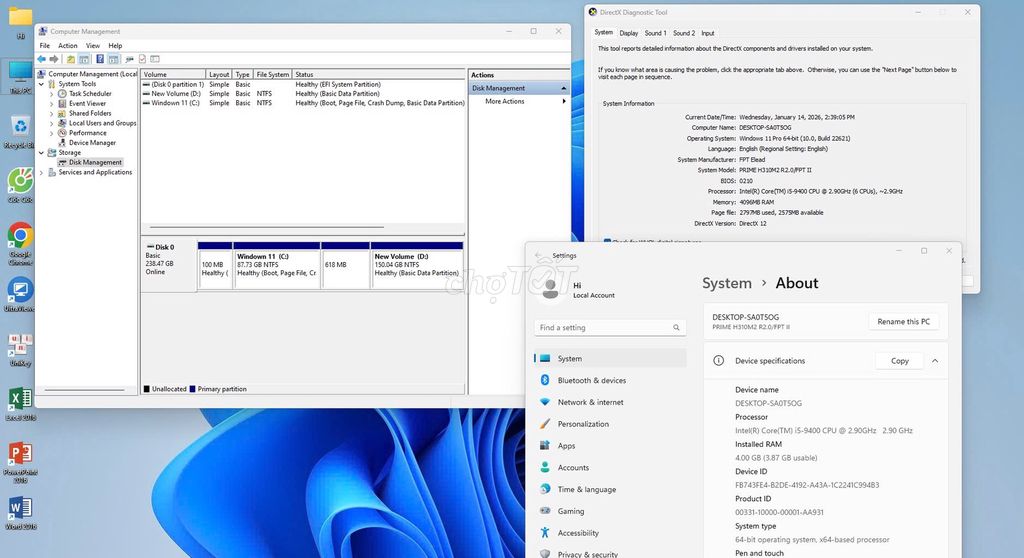 Máy tính để bàn i5-9400 4GB/258GB. Mua bán Máy tính để bàn tại Thành phố Cà Mau Cà Mau được đăng bởi KeyVi Mã hình 1
