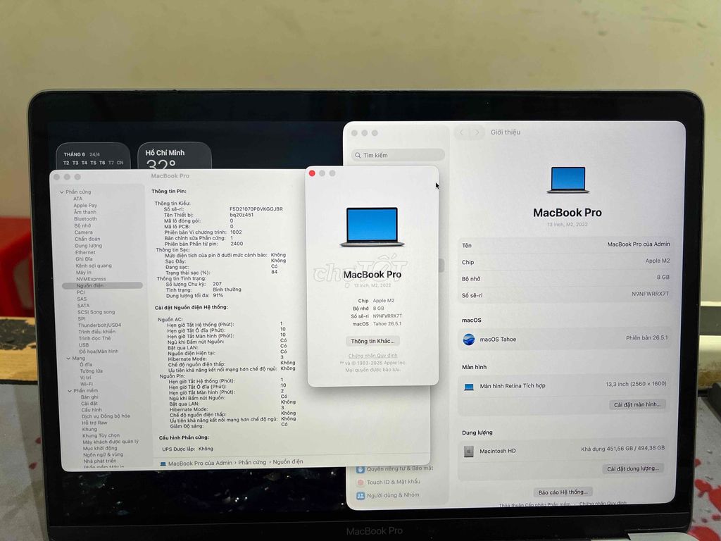 Apple MacBook Pro M2 8GB/512GB Xám. Mua bán Laptop tại Quận Đống Đa Hà Nội được đăng bởi Nam khánh hình 1